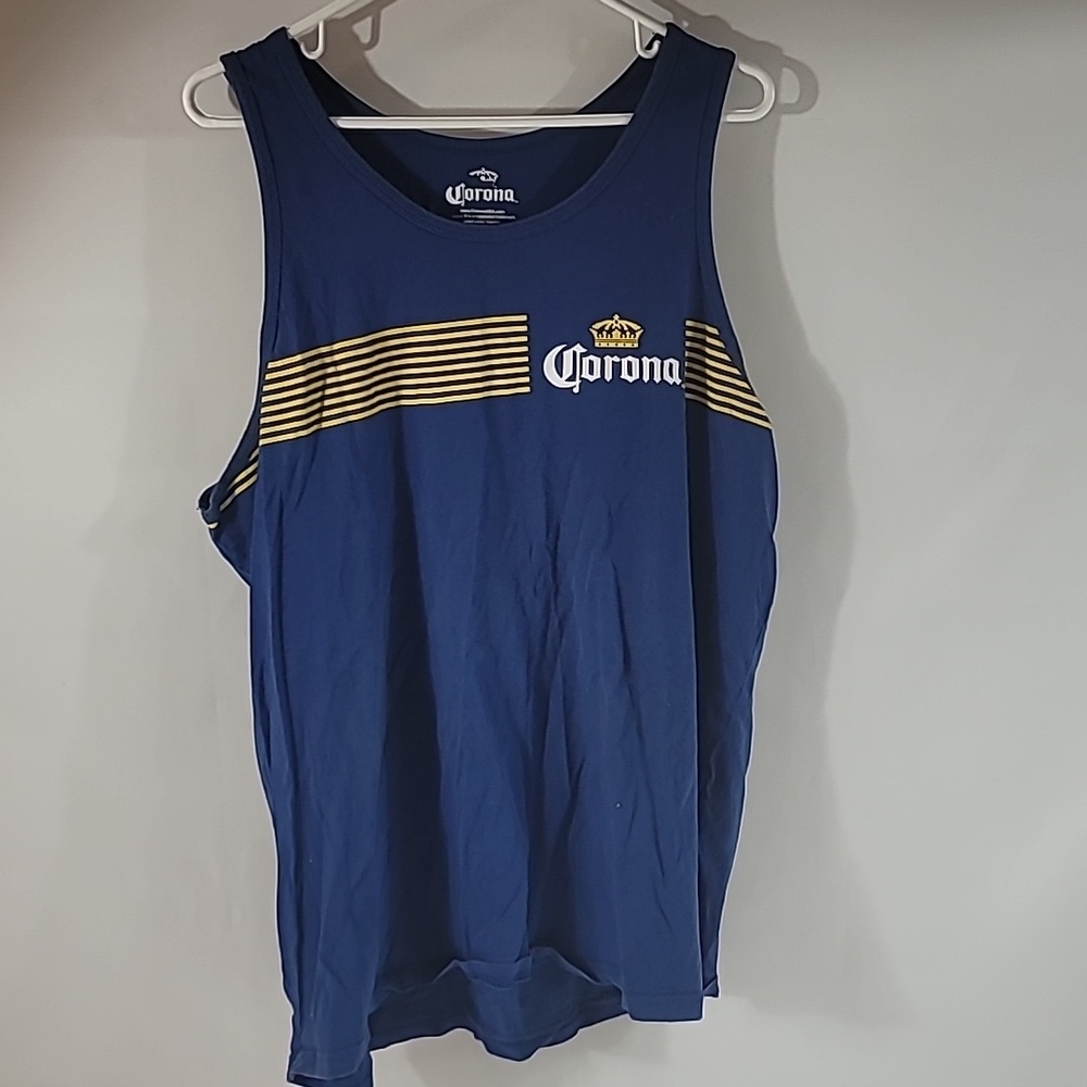 XL Corona beer tank top blue yellow